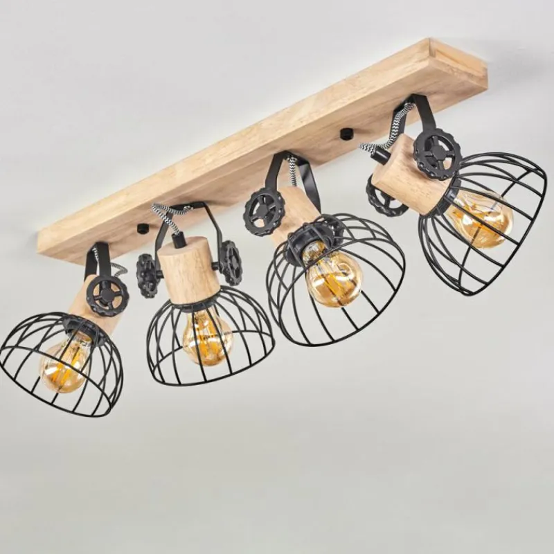 Lampes Industrielles-hofstein Plafonnier Orny Écru, Noir, 4 lumières