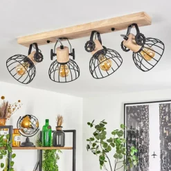 Lampes Industrielles-hofstein Plafonnier Orny Écru, Noir, 4 lumières