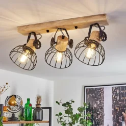 Lampes Industrielles-hofstein Plafonnier Orny Écru, Noir, 3 lumières