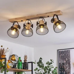 Lampes Industrielles-hofstein Plafonnier Orny Écru, Noir, 4 lumières