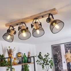 Lampes Industrielles-hofstein Plafonnier Orny Écru, Noir, 4 lumières