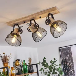 Lampes Industrielles-hofstein Plafonnier Orny Écru, Noir, 3 lumières