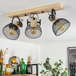 Lampes Industrielles-hofstein Plafonnier Orny Écru, Noir, 3 lumières