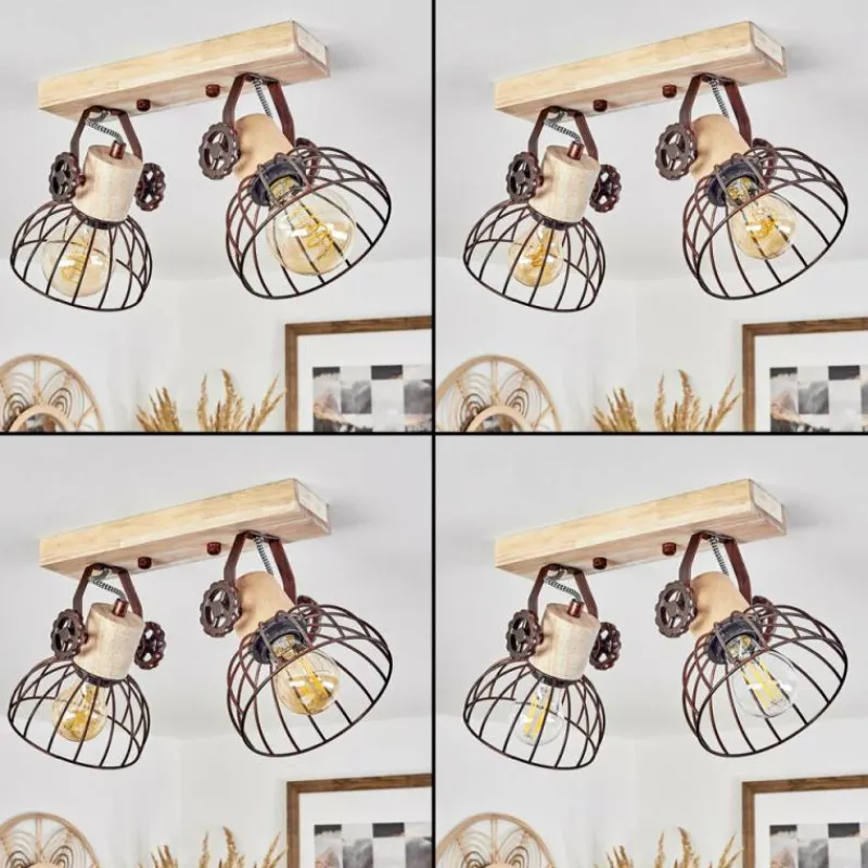 Lampes Industrielles-hofstein Plafonnier Orny Écru, Rouille, 2 lumières