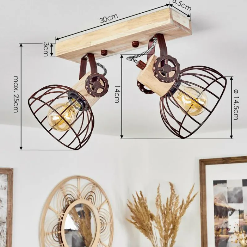 Lampes Industrielles-hofstein Plafonnier Orny Écru, Rouille, 2 lumières