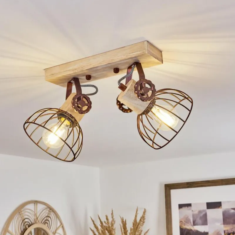 Lampes Industrielles-hofstein Plafonnier Orny Écru, Rouille, 2 lumières