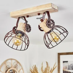 Lampes Industrielles-hofstein Plafonnier Orny Écru, Rouille, 2 lumières