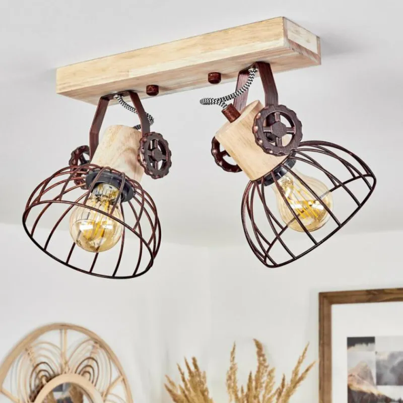 Lampes Industrielles-hofstein Plafonnier Orny Écru, Rouille, 2 lumières