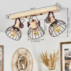 Lampes Industrielles-hofstein Plafonnier Orny Écru, Rouille, 3 lumières