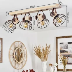 Lampes Industrielles-hofstein Plafonnier Orny Écru, Rouille, 4 lumières