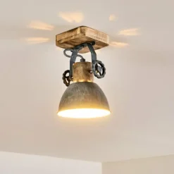 Lampes Industrielles-hofstein Plafonnier Orny Gris, 1 lumière