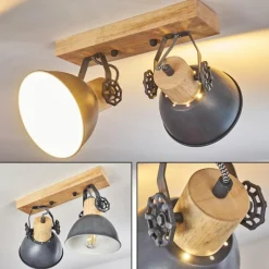 Lampes Vintages & Rétros-hofstein Plafonnier Orny Gris, 2 lumières