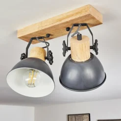 Lampes Vintages & Rétros-hofstein Plafonnier Orny Gris, 2 lumières