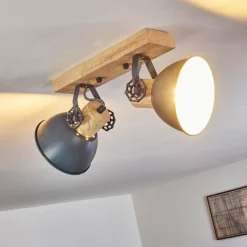 Lampes Vintages & Rétros-hofstein Plafonnier Orny Gris, 2 lumières