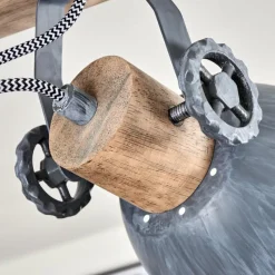 Lampes Industrielles-hofstein Plafonnier Orny Gris, Bois clair, 4 lumières