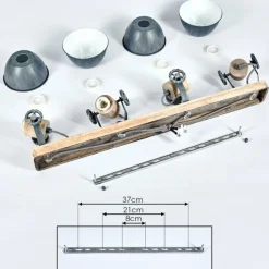 Lampes Industrielles-hofstein Plafonnier Orny Gris, Bois clair, 4 lumières