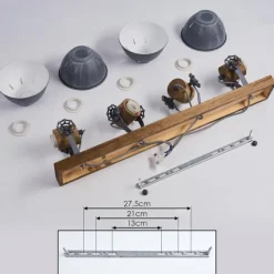 Lampes Industrielles-hofstein Plafonnier Orny Gris, Bois foncé, 4 lumières