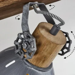 Lampes Industrielles-hofstein Plafonnier Orny Gris, Bois foncé, 4 lumières