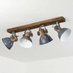 Lampes Industrielles-hofstein Plafonnier Orny Gris, Bois foncé, 4 lumières
