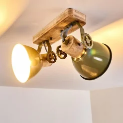 Lampes Vintages & Rétros-hofstein Plafonnier Orny Vert, 2 lumières