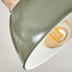 Lampes Industrielles-hofstein Plafonnier Orny Vert, Bois clair, 4 lumières