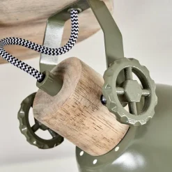 Lampes Industrielles-hofstein Plafonnier Orny Vert, Bois clair, 3 lumières