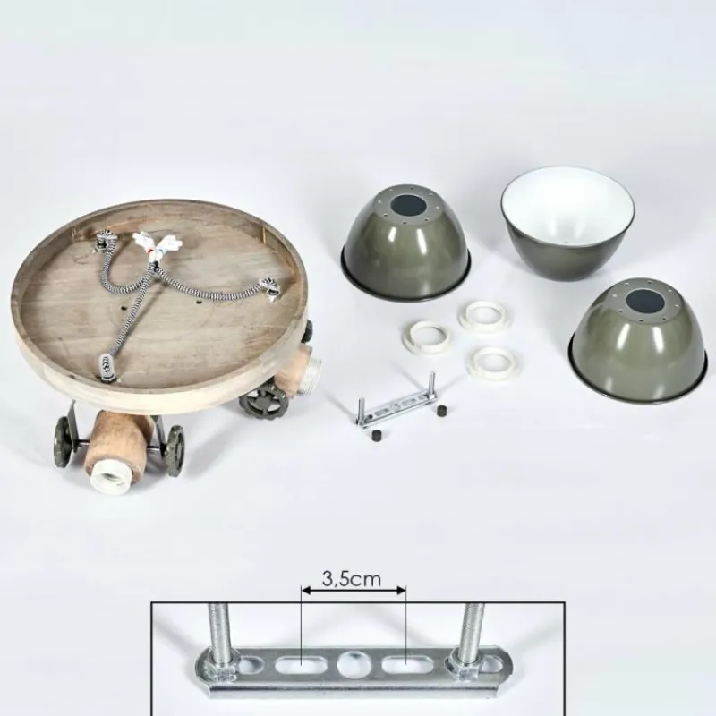 Lampes Industrielles-hofstein Plafonnier Orny Vert, Bois clair, 3 lumières