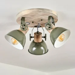 Lampes Industrielles-hofstein Plafonnier Orny Vert, Bois clair, 3 lumières