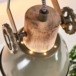 Lampes Industrielles-hofstein Plafonnier Orny Vert, Bois clair, 3 lumières