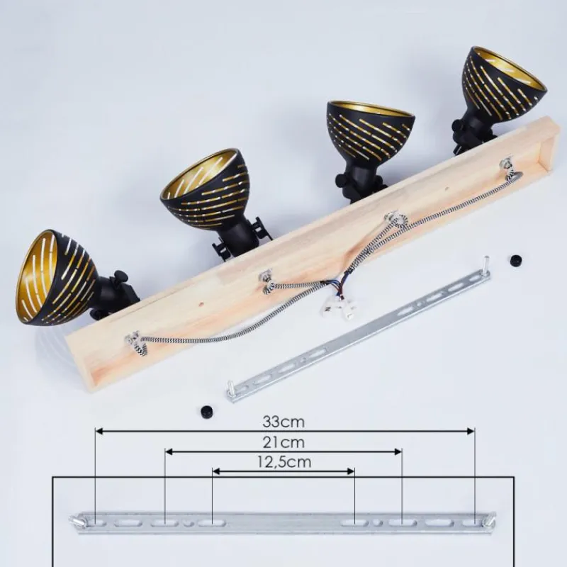 Lampes Dorées-hofstein Plafonnier Osina Brun, Noir, 4 lumières