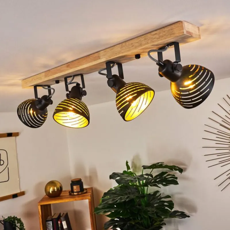 Lampes Dorées-hofstein Plafonnier Osina Brun, Noir, 4 lumières