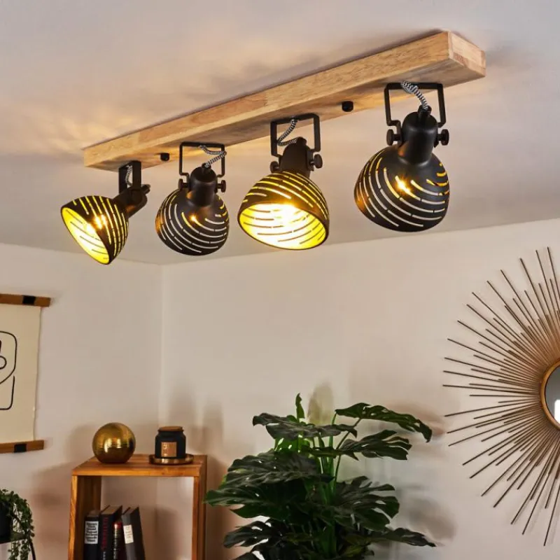 Lampes Dorées-hofstein Plafonnier Osina Brun, Noir, 4 lumières