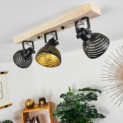 Lampes Dorées-hofstein Plafonnier Osina Brun, Noir, 3 lumières