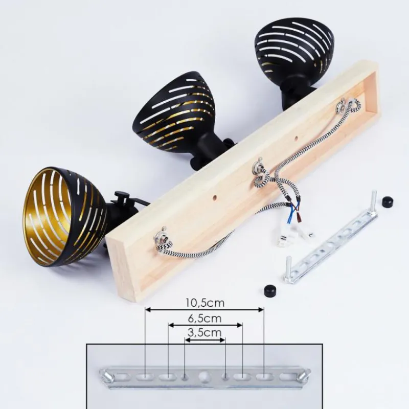 Lampes Dorées-hofstein Plafonnier Osina Brun, Noir, 3 lumières