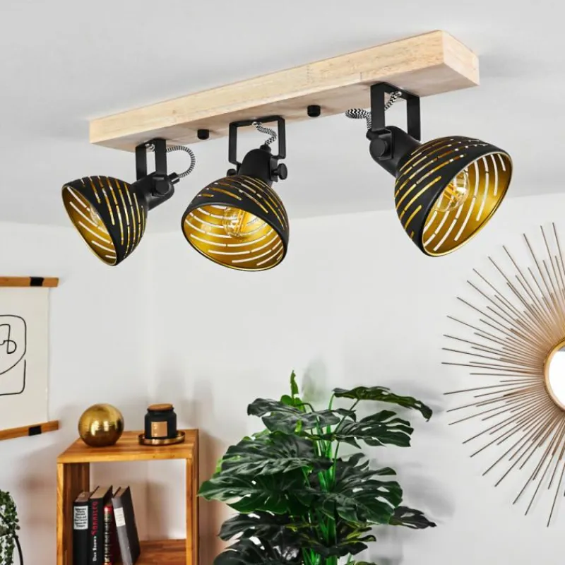 Lampes Dorées-hofstein Plafonnier Osina Brun, Noir, 3 lumières