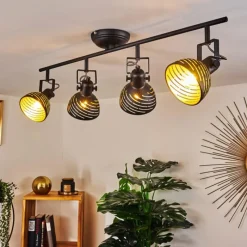 Lampes Dorées-hofstein Plafonnier Osina Chrome, Noir, 4 lumières