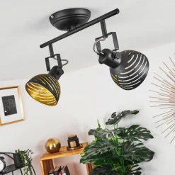 Lampes Dorées-hofstein Plafonnier Osina Noir, 2 lumières