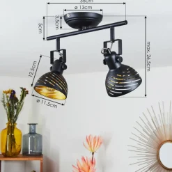 Lampes Dorées-hofstein Plafonnier Osina Noir, 2 lumières