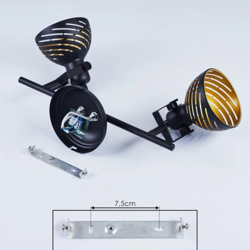 Lampes Dorées-hofstein Plafonnier Osina Noir, 2 lumières