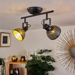 Lampes Dorées-hofstein Plafonnier Osina Noir, 2 lumières