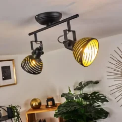 Lampes Dorées-hofstein Plafonnier Osina Noir, 2 lumières