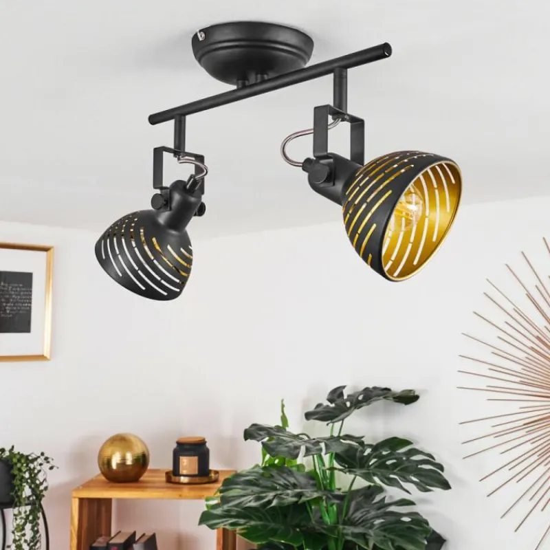 Lampes Dorées-hofstein Plafonnier Osina Noir, 2 lumières