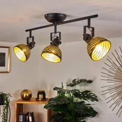 Lampes Dorées-hofstein Plafonnier Osina Noir, 3 lumières