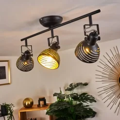 Lampes Dorées-hofstein Plafonnier Osina Noir, 3 lumières