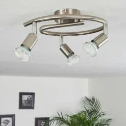 hofstein Plafonnier Oula LED Nickel mat, 3 lumières