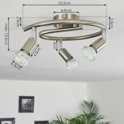hofstein Plafonnier Oula LED Nickel mat, 3 lumières