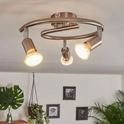 hofstein Plafonnier Oula LED Nickel mat, 3 lumières