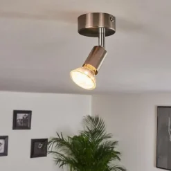 hofstein Plafonnier Oula LED Nickel mat, 1 lumière* Éclairage Led