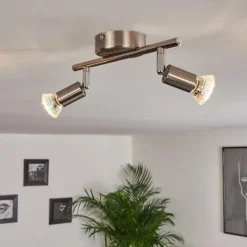 hofstein Plafonnier Oula LED Nickel mat, 2 lumières