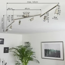 hofstein Plafonnier Oula LED Nickel mat, 6 lumières